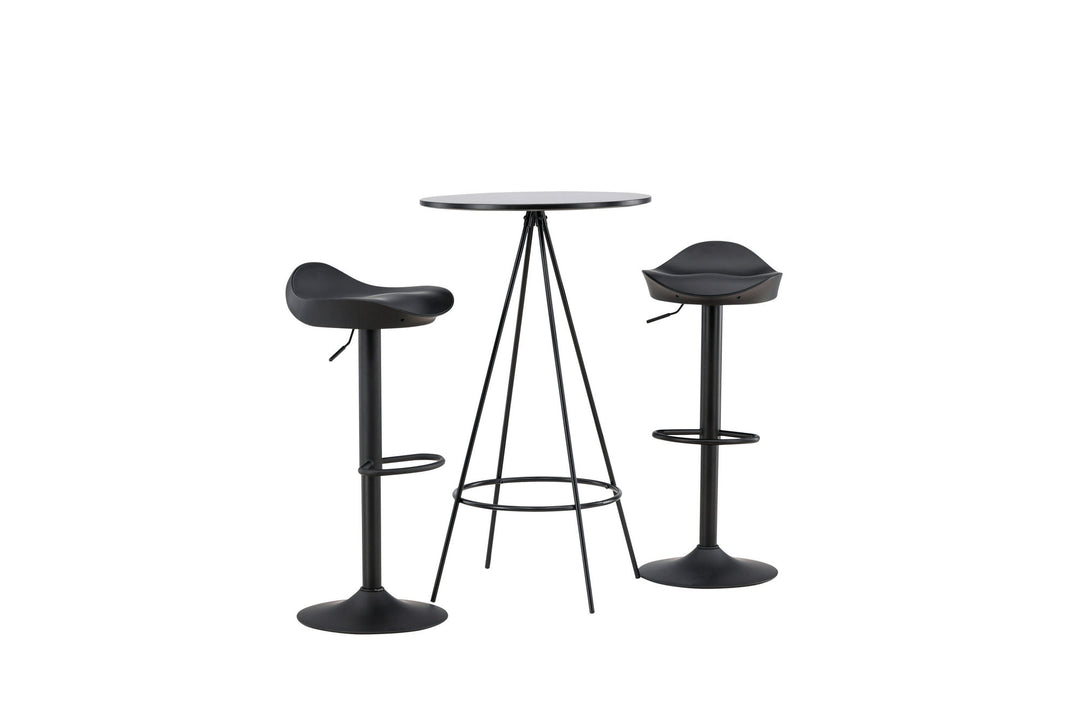 Venture Home Bistro Bar Table φ60 - Black / MDF with veneer +Adesto Bar Chair - Black / Matte black ABS _2