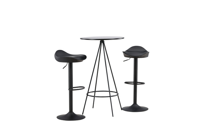 Venture Home Bistro Bar Table φ60 - Black / MDF with veneer +Adesto Bar Chair - Black / Matte black ABS _2