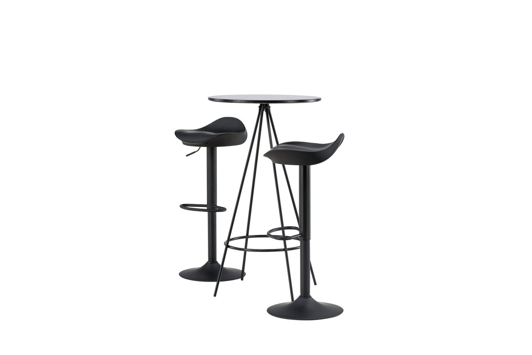 Venture Home Bistro Bar Table φ60 - Black / MDF with veneer +Adesto Bar Chair - Black / Matte black ABS _2
