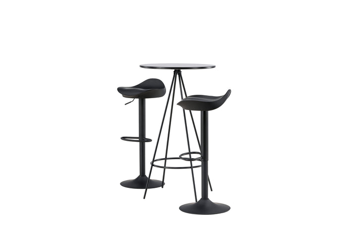 Venture Home Bistro Bar Table φ60 - Black / MDF with veneer +Adesto Bar Chair - Black / Matte black ABS _2