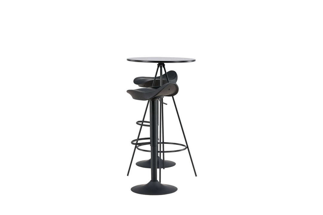 Venture Home Bistro Bar Table φ60 - Black / MDF with veneer +Adesto Bar Chair - Black / Matte black ABS _2