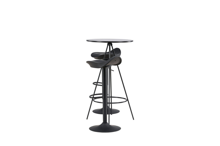 Venture Home Bistro Bar Table φ60 - Black / MDF with veneer +Adesto Bar Chair - Black / Matte black ABS _2
