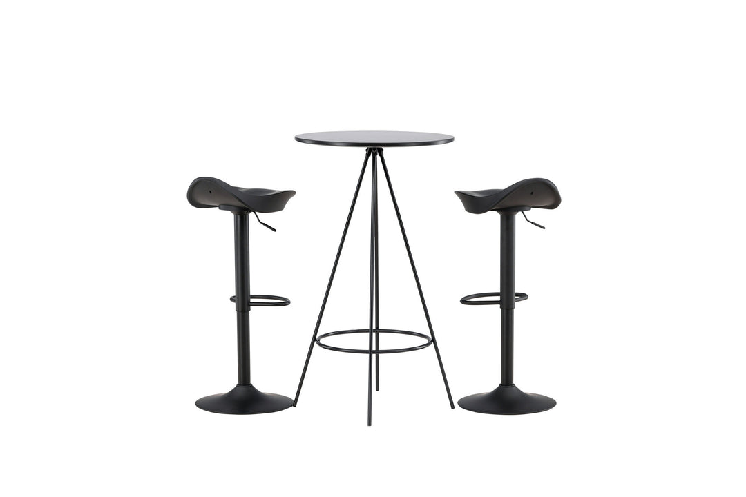 Venture Home Bistro Bar Table φ60 - Black / MDF with veneer +Adesto Bar Chair - Black / Matte black ABS _2