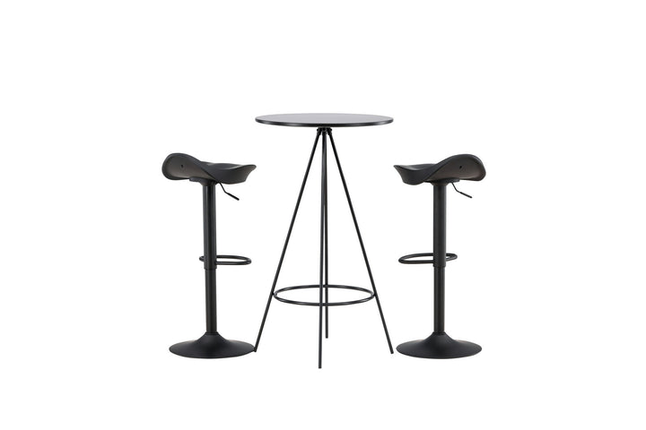 Venture Home Bistro Bar Table φ60 - Black / MDF with veneer +Adesto Bar Chair - Black / Matte black ABS _2