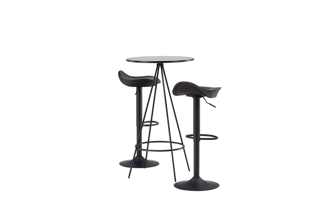 Venture Home Bistro Bar Table φ60 - Black / MDF with veneer +Adesto Bar Chair - Black / Matte black ABS _2
