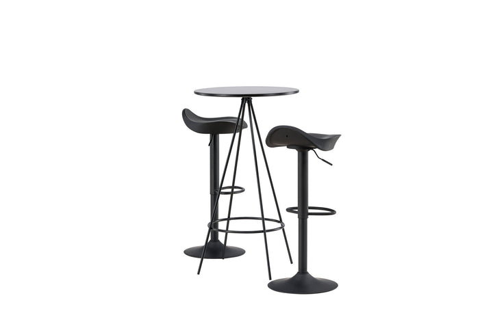 Venture Home Bistro Bar Table φ60 - Black / MDF with veneer +Adesto Bar Chair - Black / Matte black ABS _2