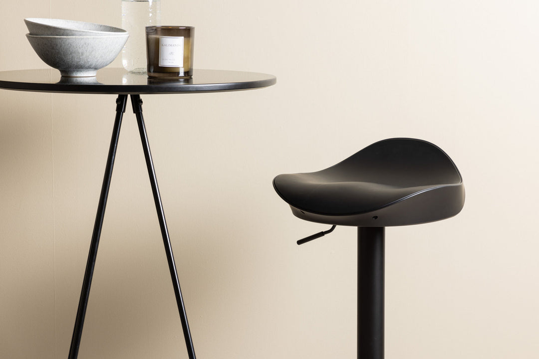 Venture Home Bistro Bar Table φ60 - Black / MDF with veneer +Adesto Bar Chair - Black / Matte black ABS _2