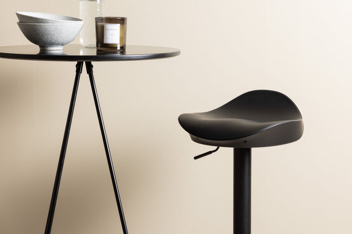 Venture Home Bistro Bar Table φ60 - Black / MDF with veneer +Adesto Bar Chair - Black / Matte black ABS _2