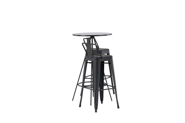 Venture Home Bistro Bar Table φ60 - Black / MDF with veneer +Tempe Flat Bar Chair - Matte black / Metal _2