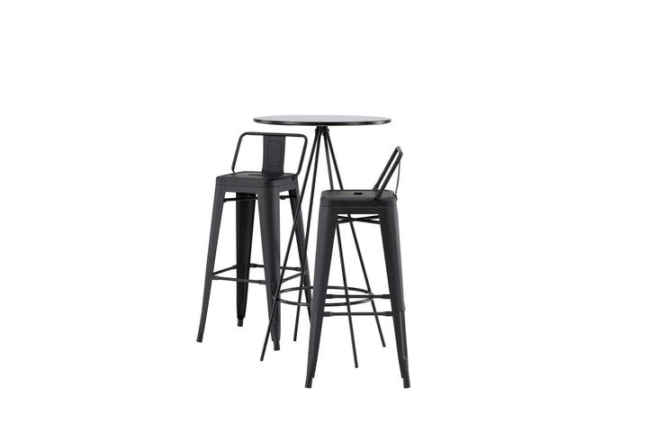 Venture Home Bistro Bar Table φ60 - Black / MDF with veneer +Tempe Flat Bar Chair - Matte black / Metal _2