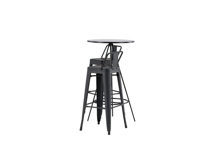 Venture Home Bistro Bar Table φ60 - Black / MDF with veneer +Tempe Flat Bar Chair - Matte black / Metal _2