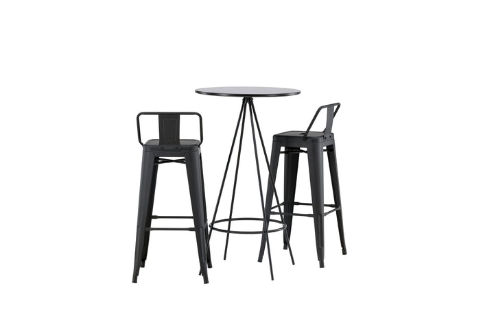 Venture Home Bistro Bar Table φ60 - Black / MDF with veneer +Tempe Flat Bar Chair - Matte black / Metal _2