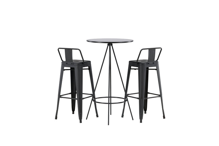 Venture Home Bistro Bar Table φ60 - Black / MDF with veneer +Tempe Flat Bar Chair - Matte black / Metal _2