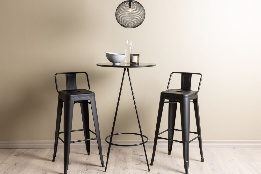 Venture Home Bistro Bar Table φ60 - Black / MDF with veneer +Tempe Flat Bar Chair - Matte black / Metal _2