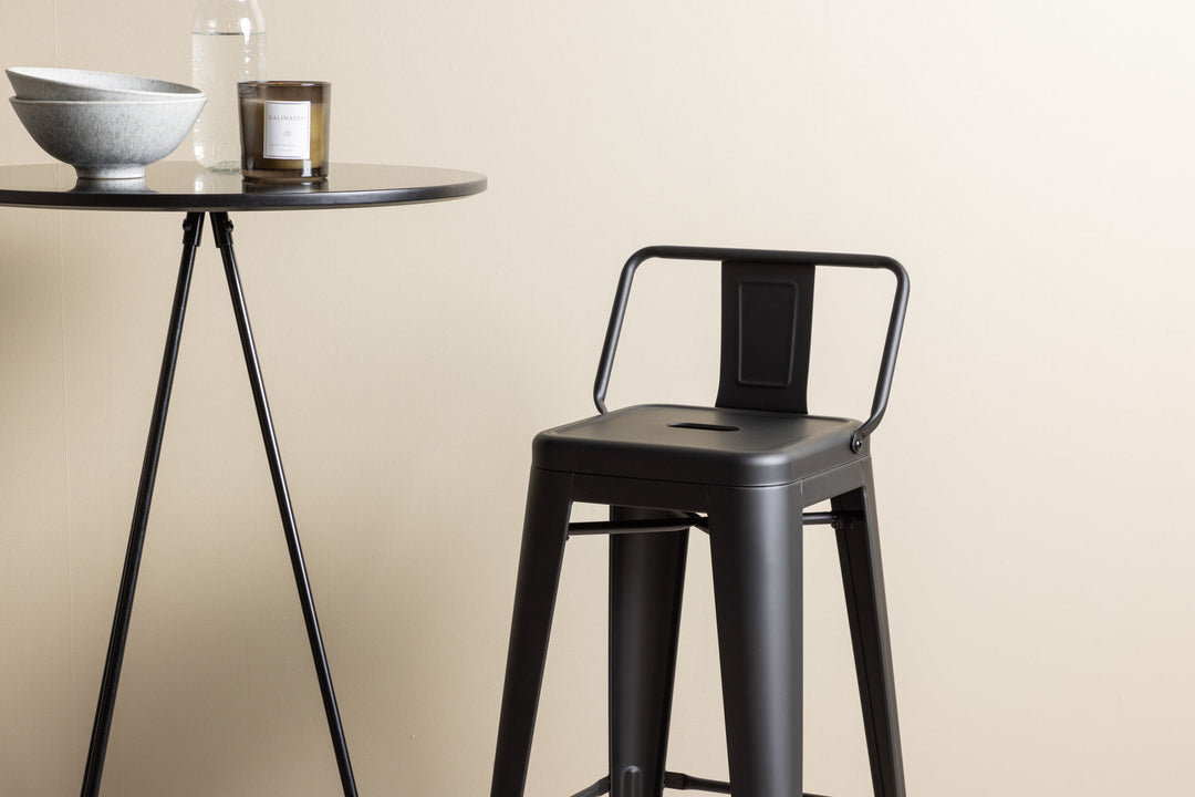Venture Home Bistro Bar Table φ60 - Black / MDF with veneer +Tempe Flat Bar Chair - Matte black / Metal _2