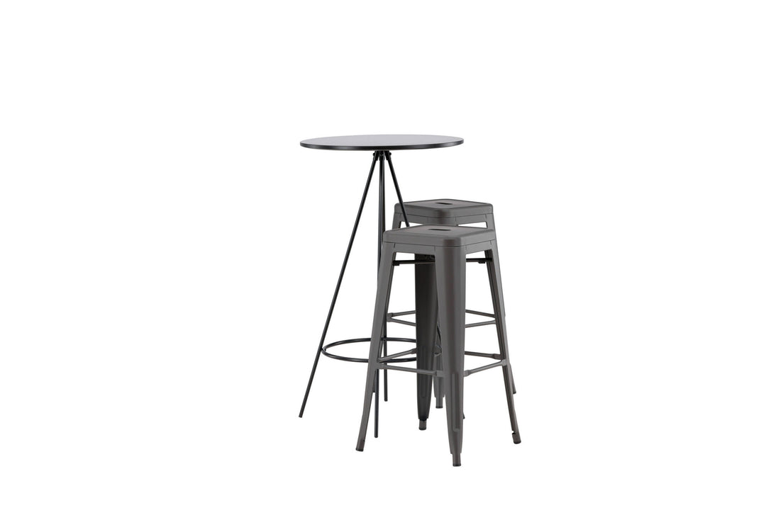 Venture Home Bistro Bar Table φ60 - Black / MDF with veneer +Tempe Bar Chair - Dark Grey / Metal _2