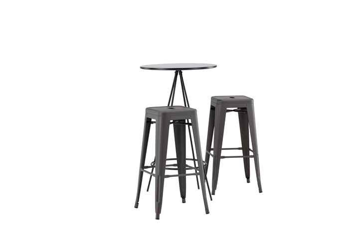 Venture Home Bistro Bar Table φ60 - Black / MDF with veneer +Tempe Bar Chair - Dark Grey / Metal _2