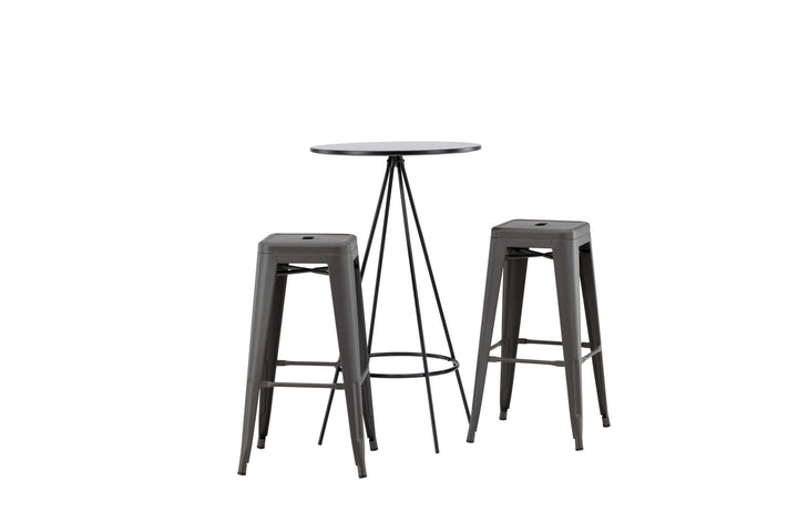 Venture Home Bistro Bar Table φ60 - Black / MDF with veneer +Tempe Bar Chair - Dark Grey / Metal _2