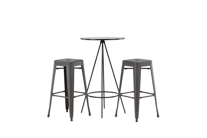 Venture Home Bistro Bar Table φ60 - Black / MDF with veneer +Tempe Bar Chair - Dark Grey / Metal _2