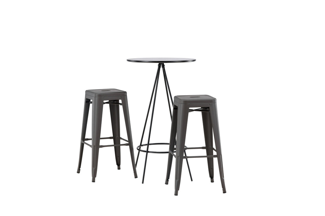 Venture Home Bistro Bar Table φ60 - Black / MDF with veneer +Tempe Bar Chair - Dark Grey / Metal _2