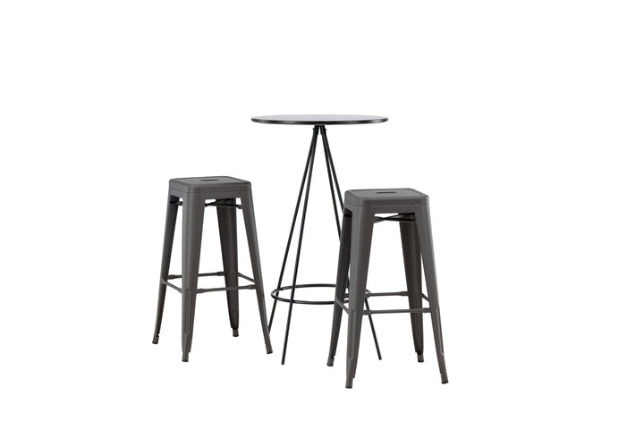 Venture Home Bistro Bar Table φ60 - Black / MDF with veneer +Tempe Bar Chair - Dark Grey / Metal _2