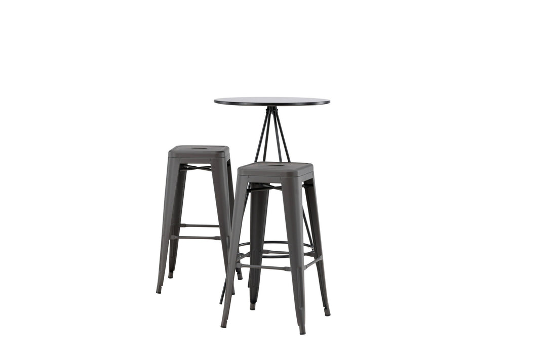 Venture Home Bistro Bar Table φ60 - Black / MDF with veneer +Tempe Bar Chair - Dark Grey / Metal _2
