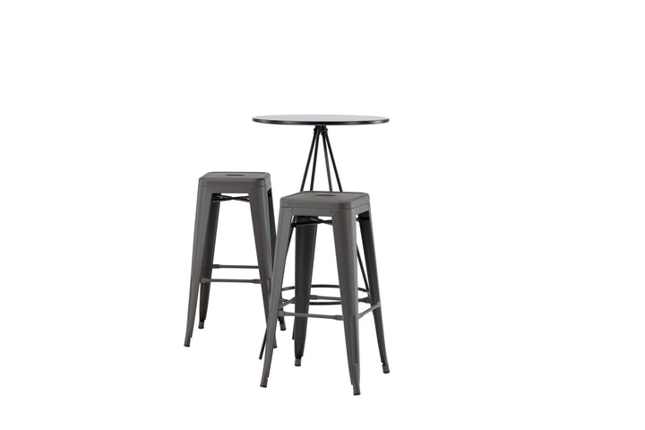 Venture Home Bistro Bar Table φ60 - Black / MDF with veneer +Tempe Bar Chair - Dark Grey / Metal _2