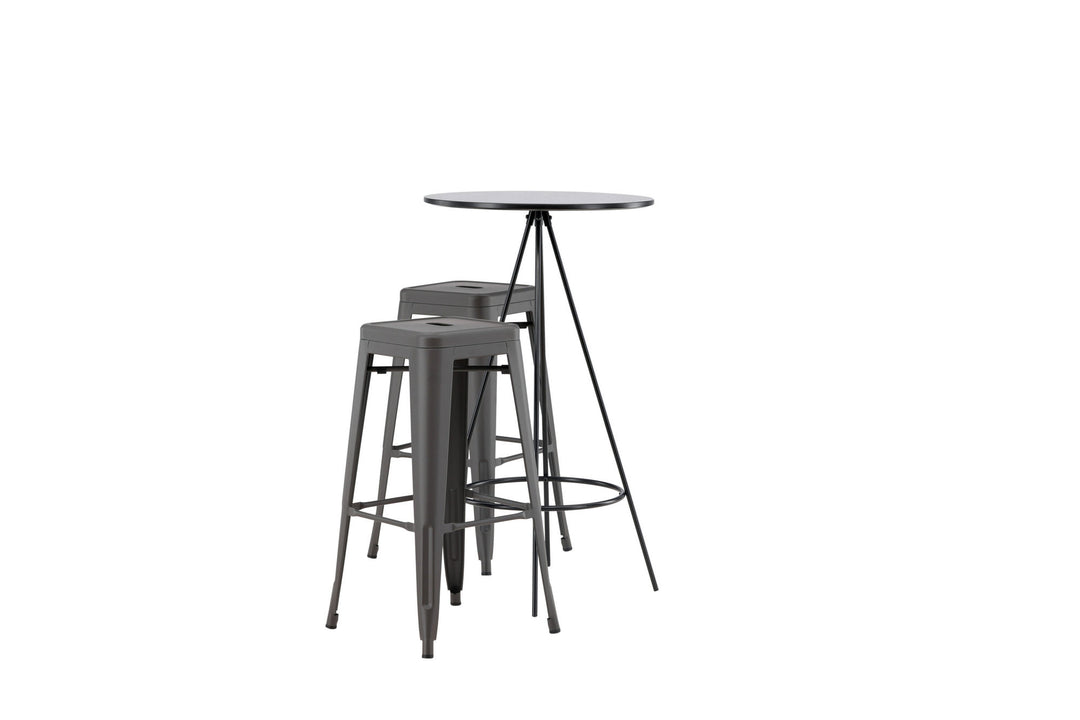Venture Home Bistro Bar Table φ60 - Black / MDF with veneer +Tempe Bar Chair - Dark Grey / Metal _2
