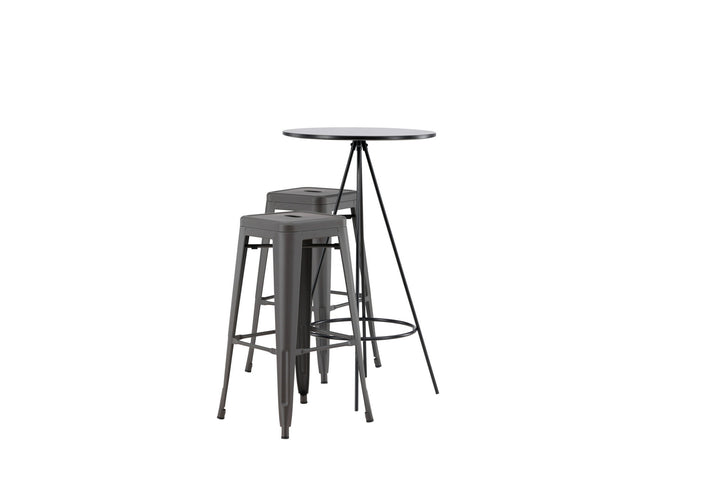 Venture Home Bistro Bar Table φ60 - Black / MDF with veneer +Tempe Bar Chair - Dark Grey / Metal _2