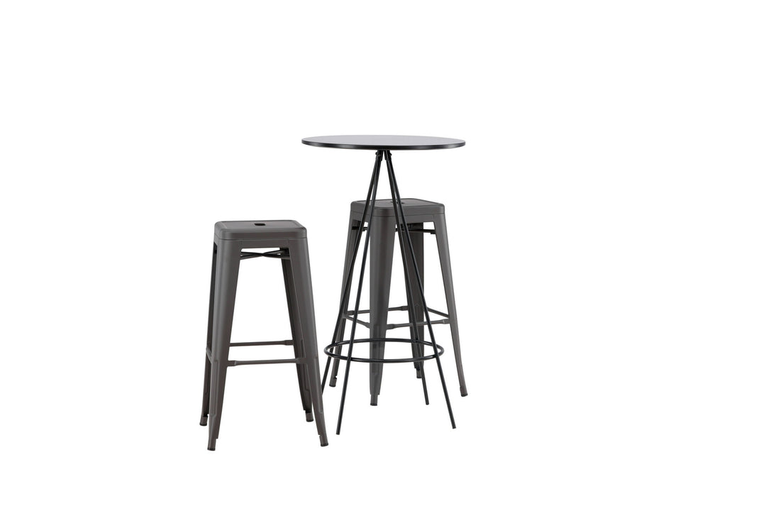 Venture Home Bistro Bar Table φ60 - Black / MDF with veneer +Tempe Bar Chair - Dark Grey / Metal _2