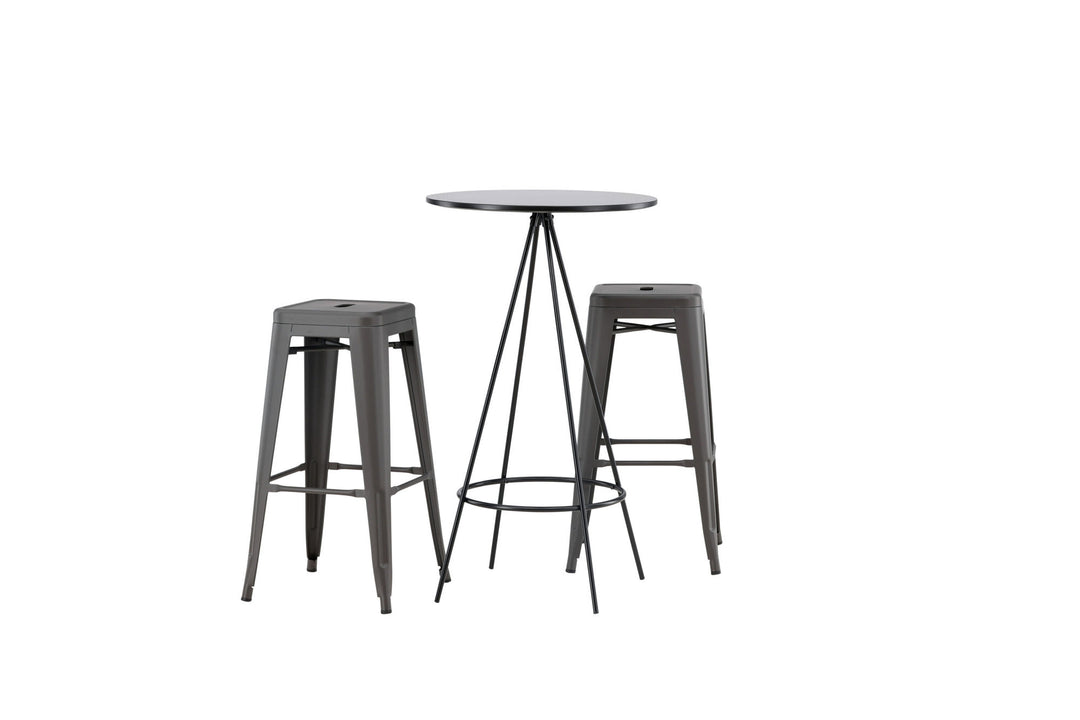 Venture Home Bistro Bar Table φ60 - Black / MDF with veneer +Tempe Bar Chair - Dark Grey / Metal _2