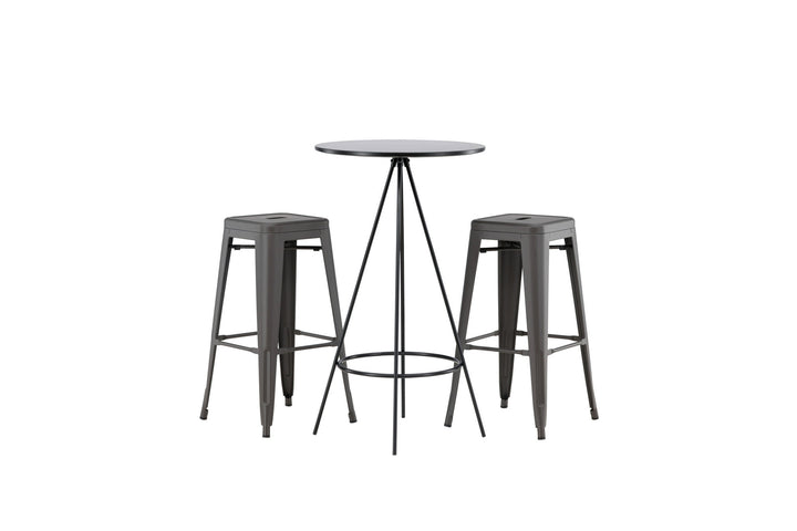 Venture Home Bistro Bar Table φ60 - Black / MDF with veneer +Tempe Bar Chair - Dark Grey / Metal _2