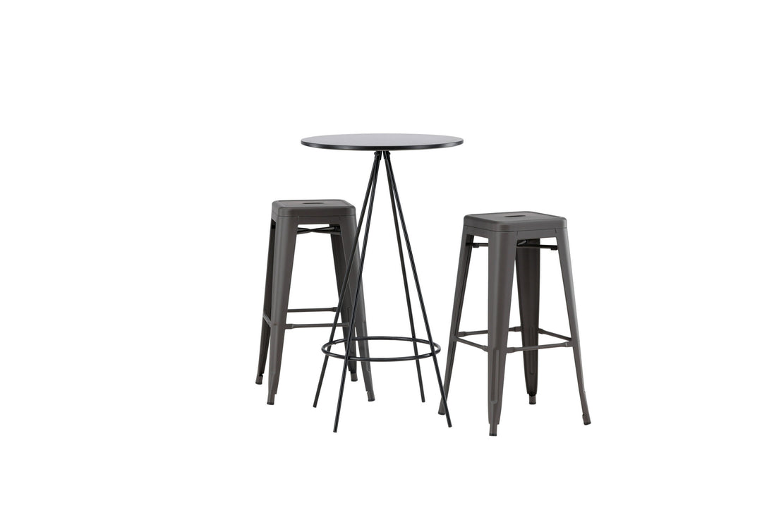 Venture Home Bistro Bar Table φ60 - Black / MDF with veneer +Tempe Bar Chair - Dark Grey / Metal _2
