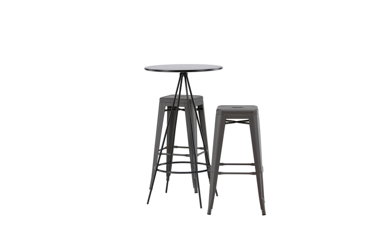 Venture Home Bistro Bar Table φ60 - Black / MDF with veneer +Tempe Bar Chair - Dark Grey / Metal _2