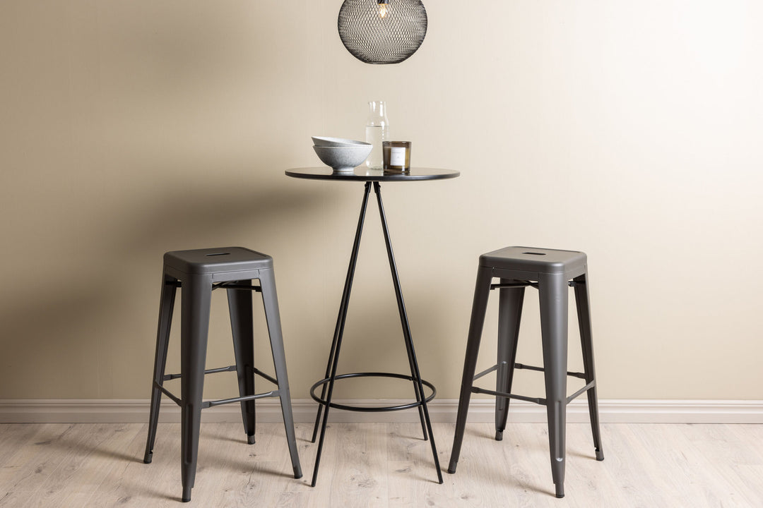Venture Home Bistro Bar Table φ60 - Black / MDF with veneer +Tempe Bar Chair - Dark Grey / Metal _2