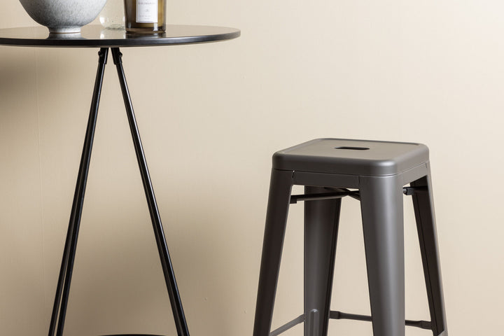 Venture Home Bistro Bar Table φ60 - Black / MDF with veneer +Tempe Bar Chair - Dark Grey / Metal _2