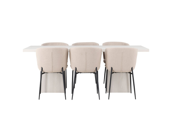 Venture Home Olga Dining Table 200*75 - White Wash +Modesto Dining Chair - Beige / Beige Boucle _6