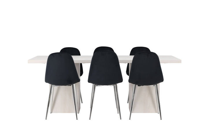 Venture Home Olga Dining Table 200*75 - White Wash +Polar Dining Chair - Black Velvet / Chrome _6