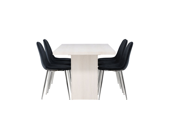 Venture Home Olga Dining Table 200*75 - White Wash +Polar Dining Chair - Black Velvet / Chrome _6