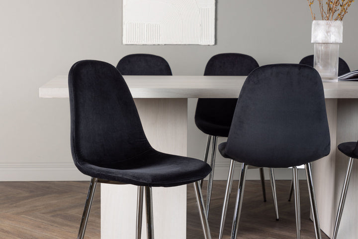 Venture Home Olga Dining Table 200*75 - White Wash +Polar Dining Chair - Black Velvet / Chrome _6