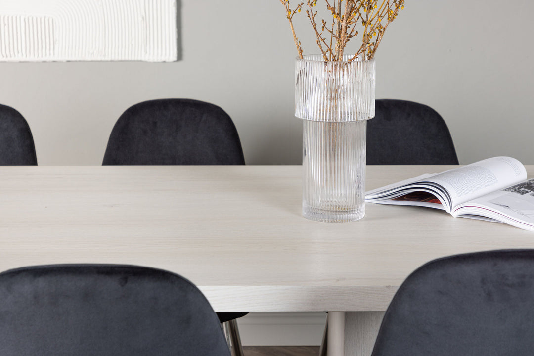 Venture Home Olga Dining Table 200*75 - White Wash +Polar Dining Chair - Black Velvet / Chrome _6