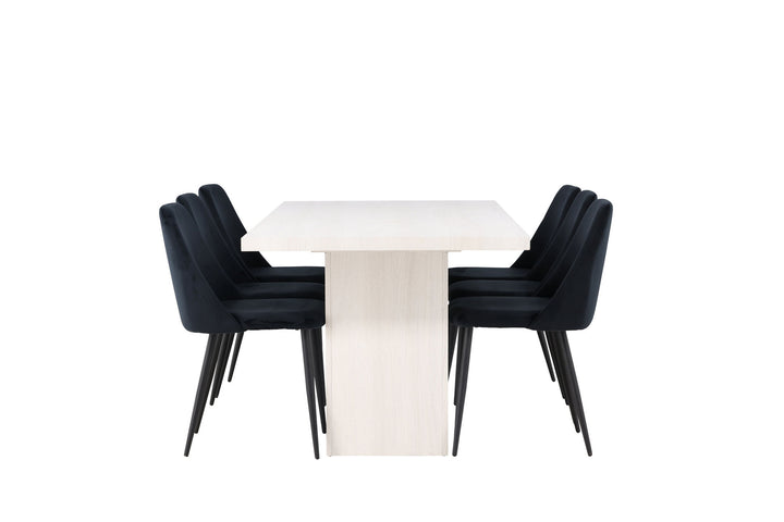Venture Home Olga Dining Table 200*75 - White Wash +Night Dining Chair - Black / Black Velvet _6