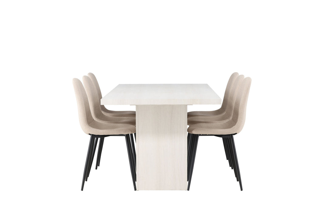 Venture Home Olga Dining Table 200*75 - White Wash +Polar Dining Chair - Black / Beige Boucle _6