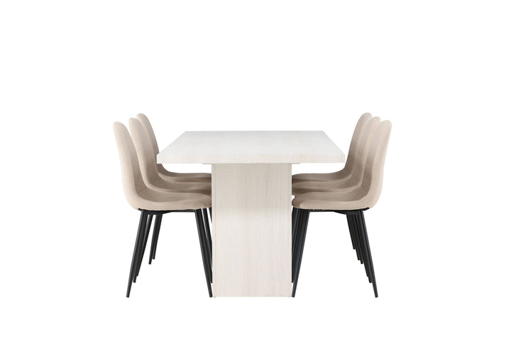 Venture Home Olga Dining Table 200*75 - White Wash +Polar Dining Chair - Black / Beige Boucle _6