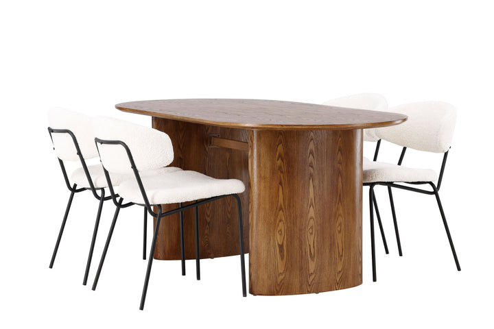 Venture Home Isolde Dining Table 140*75 - Nature / Nature MDF +Chico Dining Chair - Black / White Boucle _4