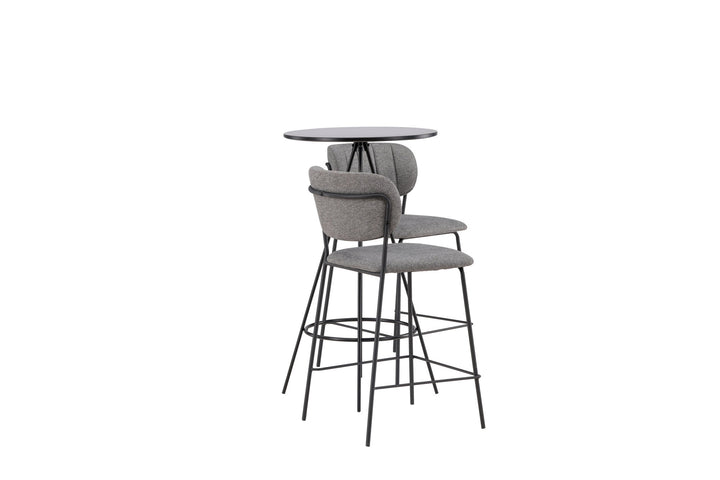 Venture Home Bistro Bar Table φ60 - Black / MDF with veneer +Bell Bar Chair - Black / Grey Fabric _2