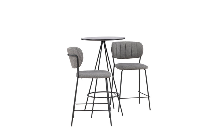 Venture Home Bistro Bar Table φ60 - Black / MDF with veneer +Bell Bar Chair - Black / Grey Fabric _2