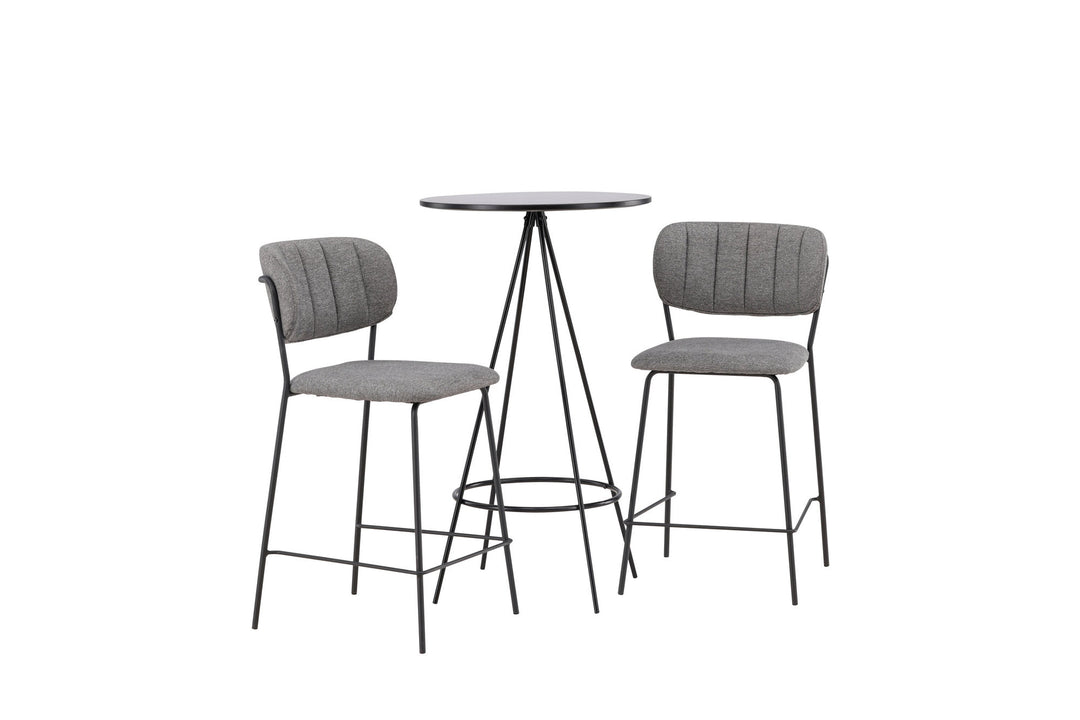 Venture Home Bistro Bar Table φ60 - Black / MDF with veneer +Bell Bar Chair - Black / Grey Fabric _2