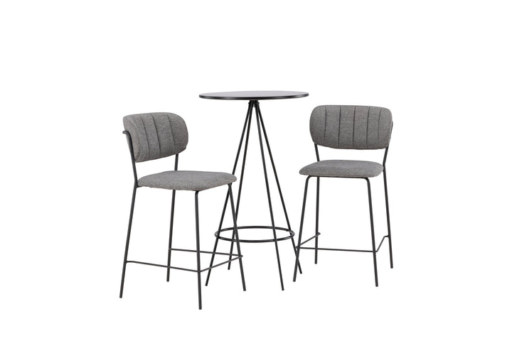 Venture Home Bistro Bar Table φ60 - Black / MDF with veneer +Bell Bar Chair - Black / Grey Fabric _2
