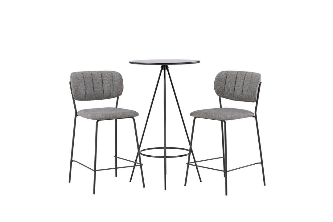 Venture Home Bistro Bar Table φ60 - Black / MDF with veneer +Bell Bar Chair - Black / Grey Fabric _2